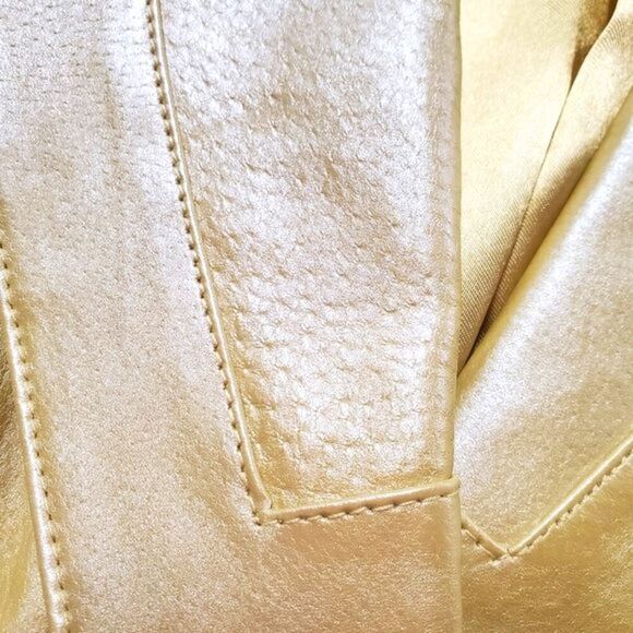 Terry Lewis Classic Luxuries Yellow Sparkle Leather Button Front Vintage Blazer - Picture 8 of 12